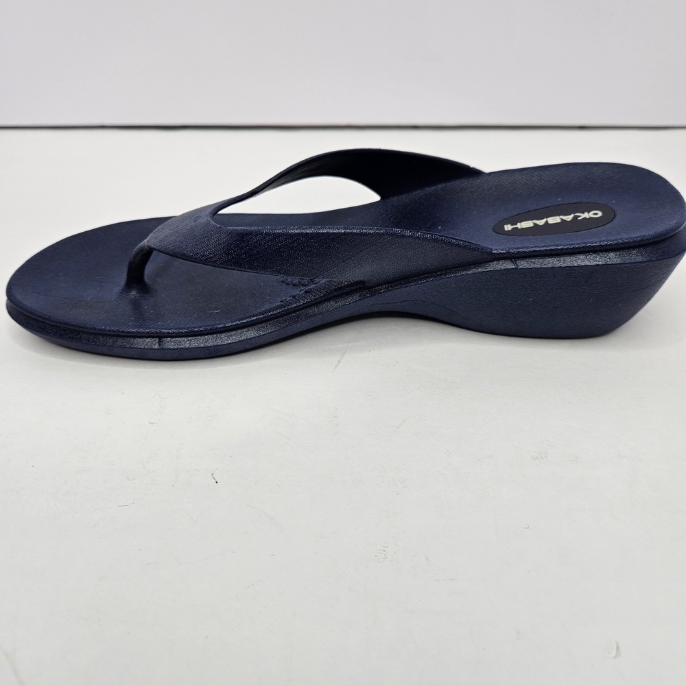 OKABASHI Size 7 Women's Blue Flip Flops Rubber Heel To Toe 10" - Picture 7 of 9
